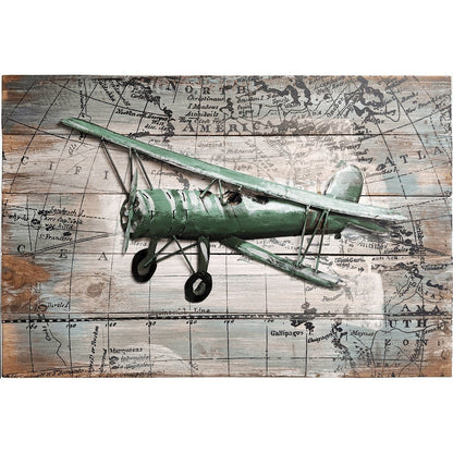 Pilot Toys Artwork & Prints Pilot Toys Bygone Biplane Mixed Media Art - Green