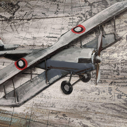 Pilot Toys Artwork & Prints Pilot Toys Bygone Biplane Mixed Media Art — Grey