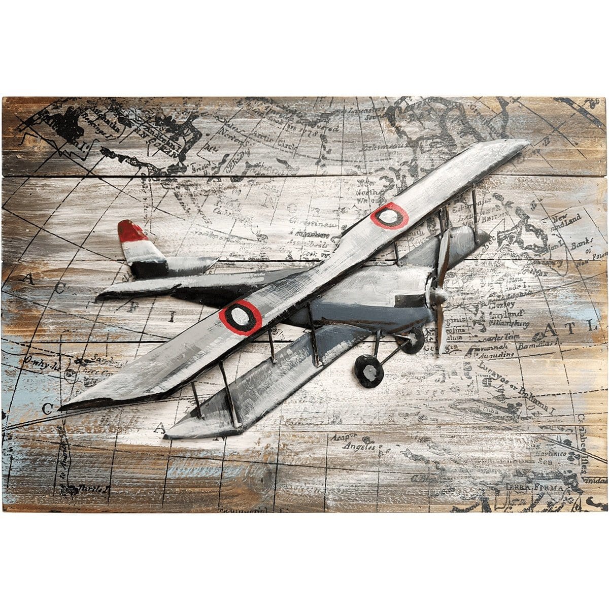 Pilot Toys Artwork & Prints Pilot Toys Bygone Biplane Mixed Media Art — Grey