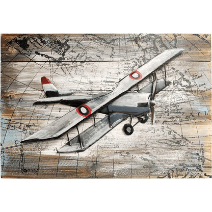 Pilot Toys Artwork & Prints Pilot Toys Bygone Biplane Mixed Media Art — Grey