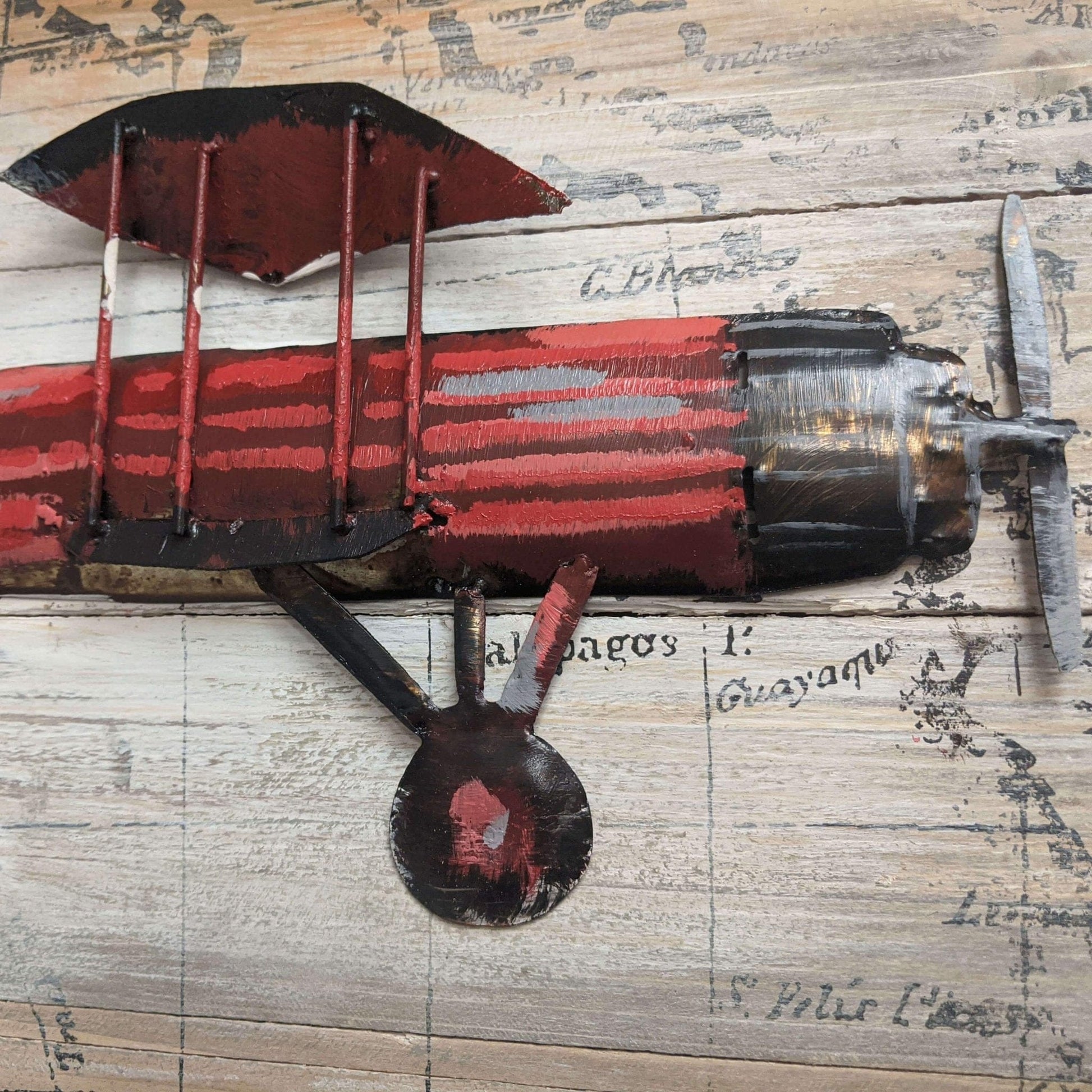 Pilot Toys Artwork & Prints Pilot Toys Bygone Biplane Mixed Media Art - Red