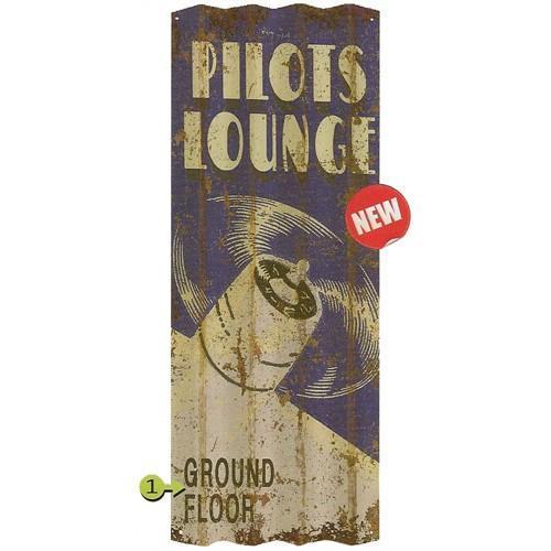 Meissenburg Designs Artwork & Prints Pilots Lounge Personalized Corrugated Sign 17x44