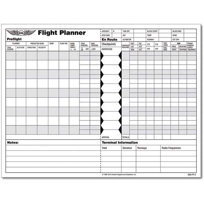 ASA Flight Planner Sheets