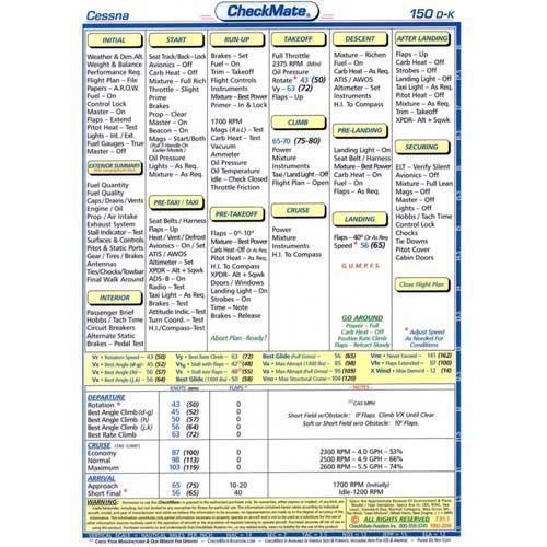 Checkmate Aviation Aviation Checklists Cessna 150 D-K Compact Size CheckMate