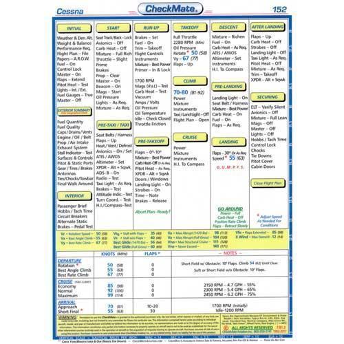 Checkmate Aviation Aviation Checklists Cessna 152 Standard Size CheckMate