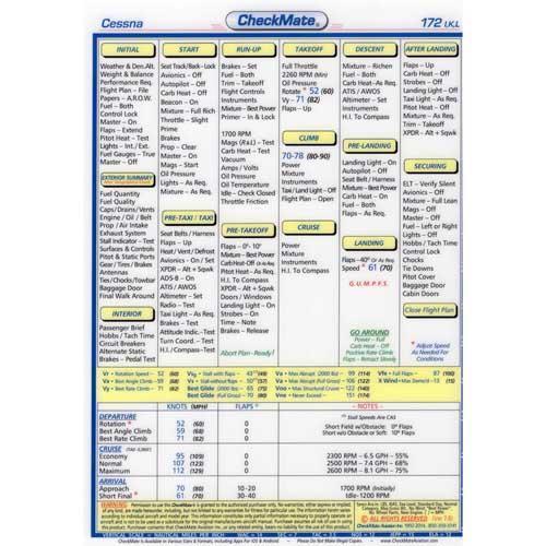 Checkmate Aviation Aviation Checklists Cessna 172I,K,L Standard Size CheckMate