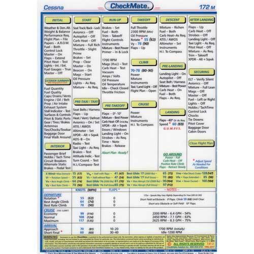 Checkmate Aviation Aviation Checklists Cessna 172M Compact Size CheckMate