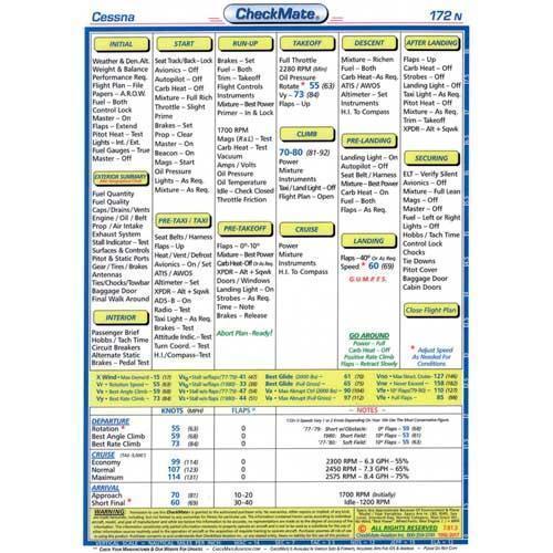 Checkmate Aviation Aviation Checklists Cessna 172N Standard Size CheckMate