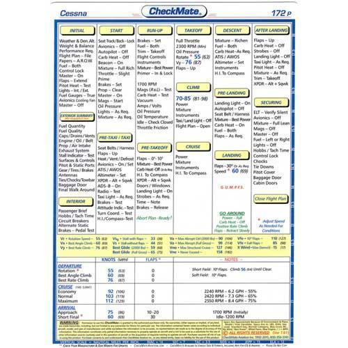 Checkmate Aviation Aviation Checklists Cessna 172P Standard Size CheckMate