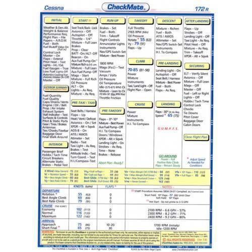 Checkmate Aviation Aviation Checklists Cessna 172R Compact Size CheckMate