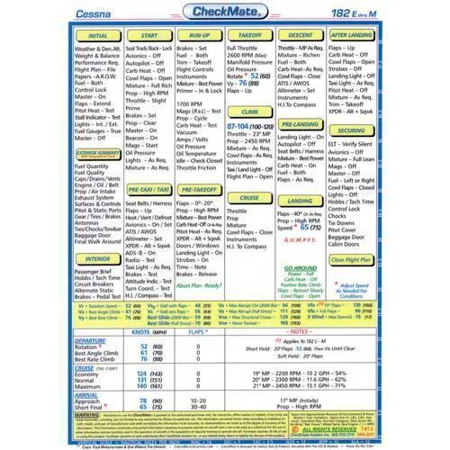 Checkmate Aviation Aviation Checklists Cessna 182 E-M Standard Size CheckMate