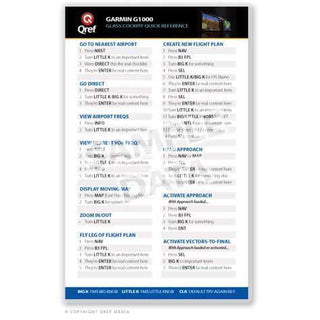 Qref Garmin G1000 Pilot Aircraft Procedures Checklist Card