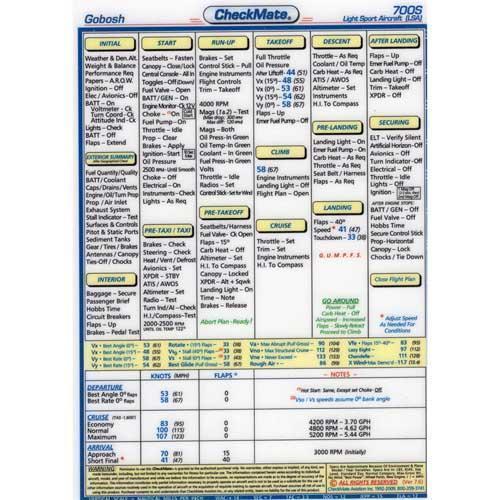 Checkmate Aviation Aviation Checklists LSA, Gobosh 700 Standard Size CheckMate