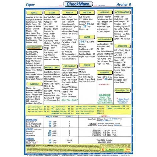 Checkmate Aviation Aviation Checklists Piper Archer II,PA-28 181 Standard Size CheckMate