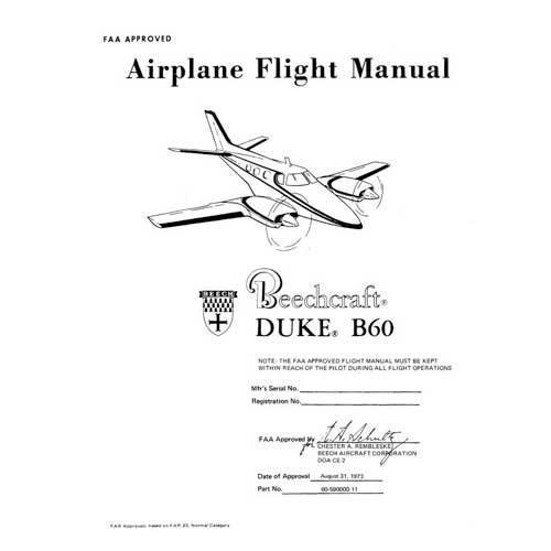 Beech B-60 Duke Pilot's Operating Handbook (part# 60-590000-9) - PilotMall.com