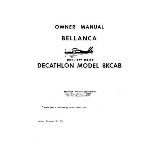 Bellanca 8KCAB Decathlon 1975-77 Owner's Manual (part# BE8KCB75-77-O) - PilotMall.com