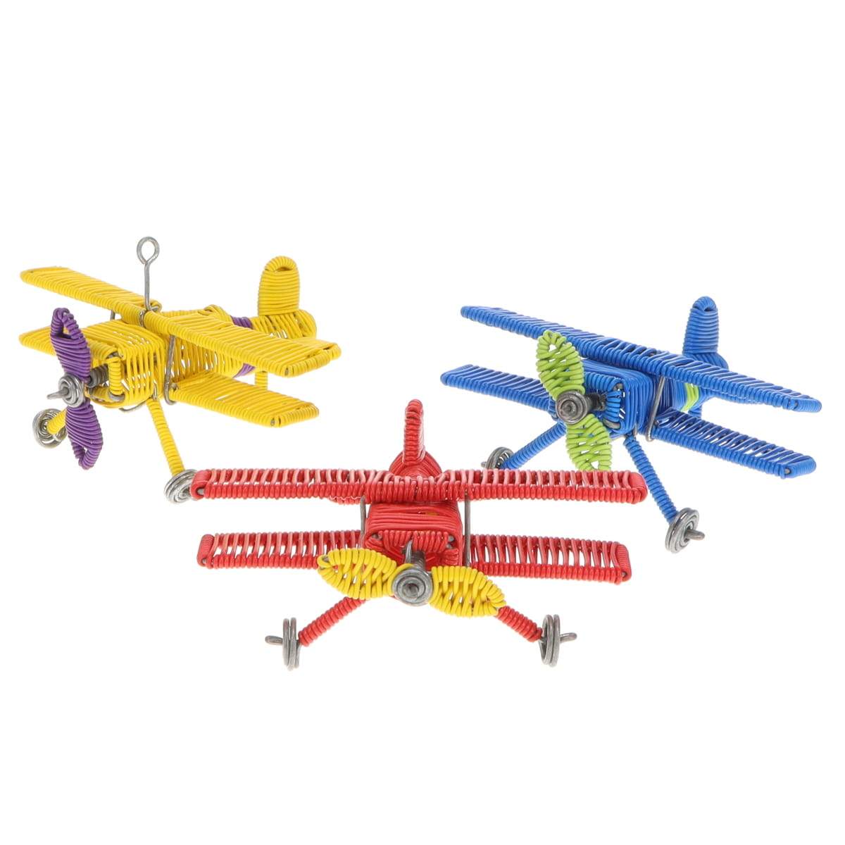 The East Africa Co. Christmas Biplane / Assorted Telephone Wire Airplane Ornaments
