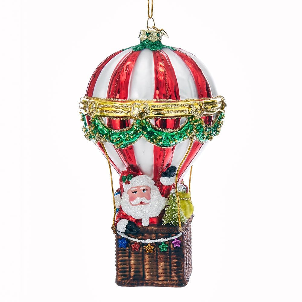 Kurt Adler Decorazione Natalizia: Babbo Natale In Mongolfiera Di Vetro - 14 Cm - Collezione Noble Gems - 2