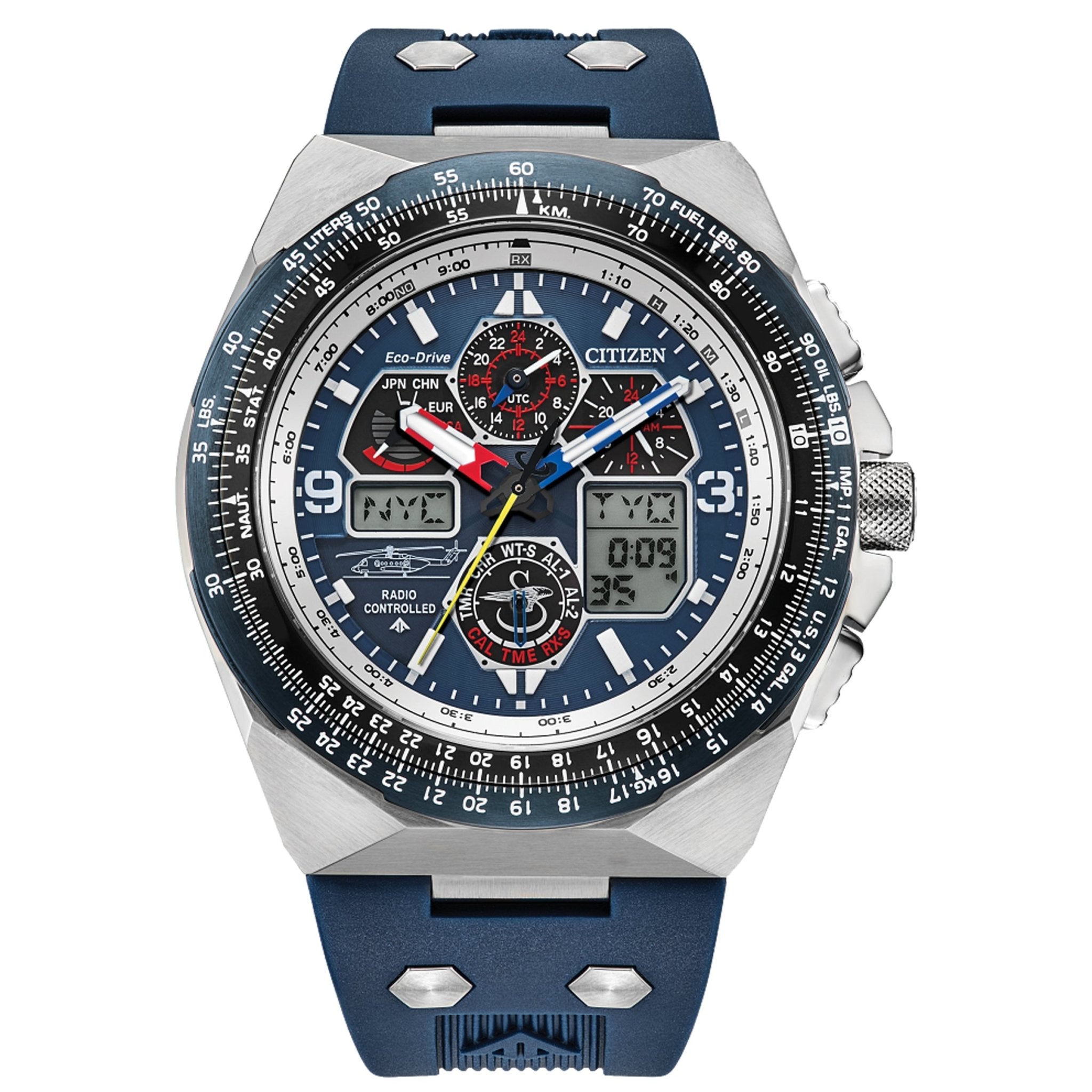 Citizen Promaster Sikorsky Skyhawk A-T Blue Dial Silicone Strap Watch JY8156-00L - PilotMall.com