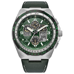 Citizen Promaster Skyhawk A-T Green Dial Leather Strap Watch JY8147-01X