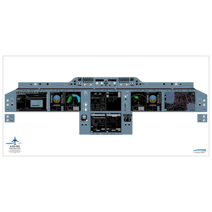 JETPUBS Cockpit Poster Airbus A350-900 Airbus 18" x 36" Cockpit Posters