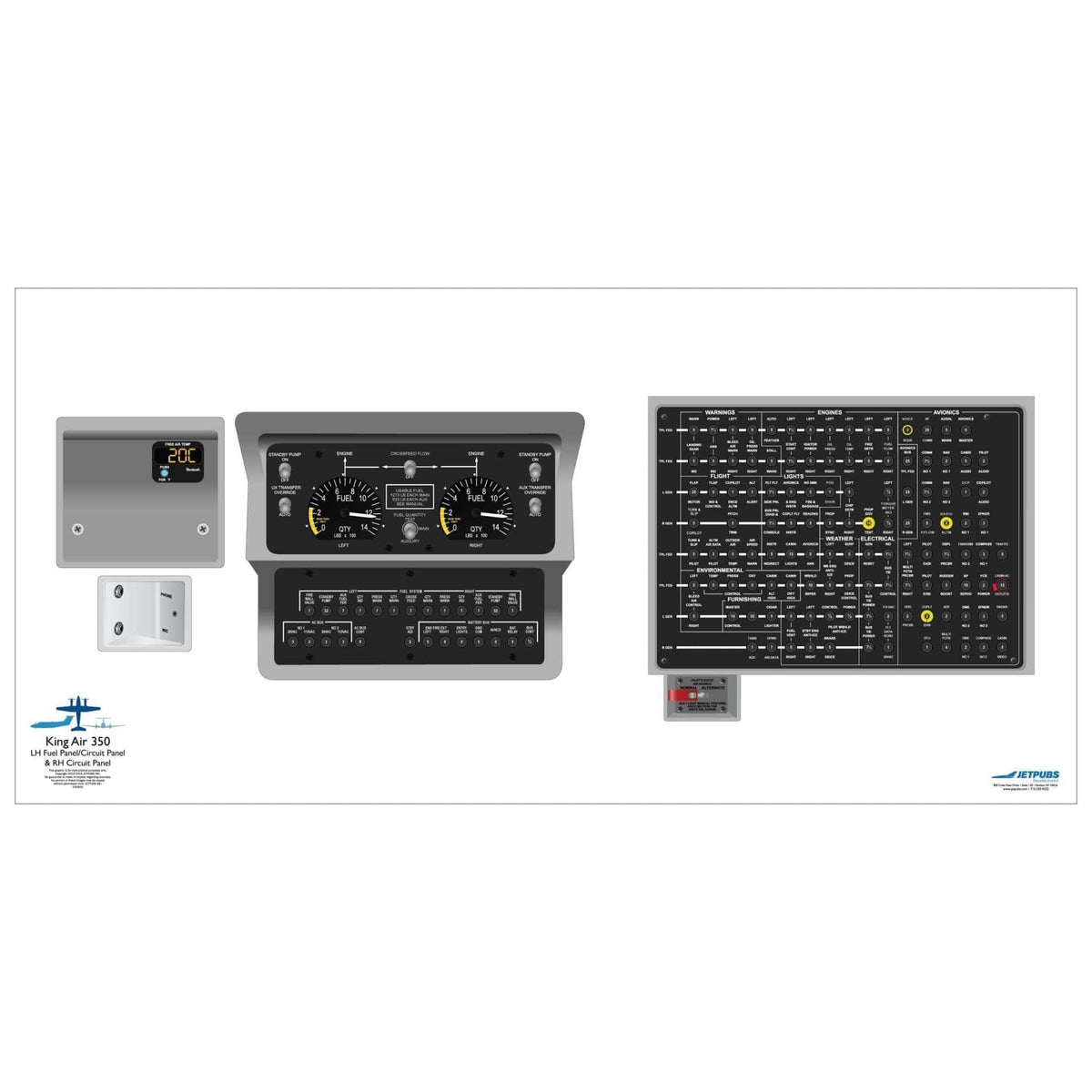 JETPUBS Cockpit Poster Beechcraft 18" x 36" Cockpit Posters