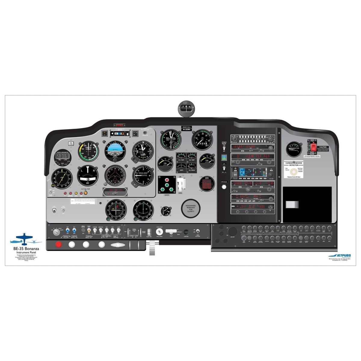 JETPUBS Cockpit Poster Beechcraft BE35 Bonanza Beechcraft 18" x 36" Cockpit Posters