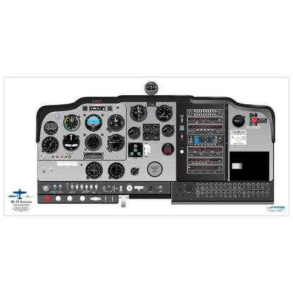 JETPUBS Cockpit Poster Beechcraft BE35 Bonanza Beechcraft 18" x 36" Cockpit Posters