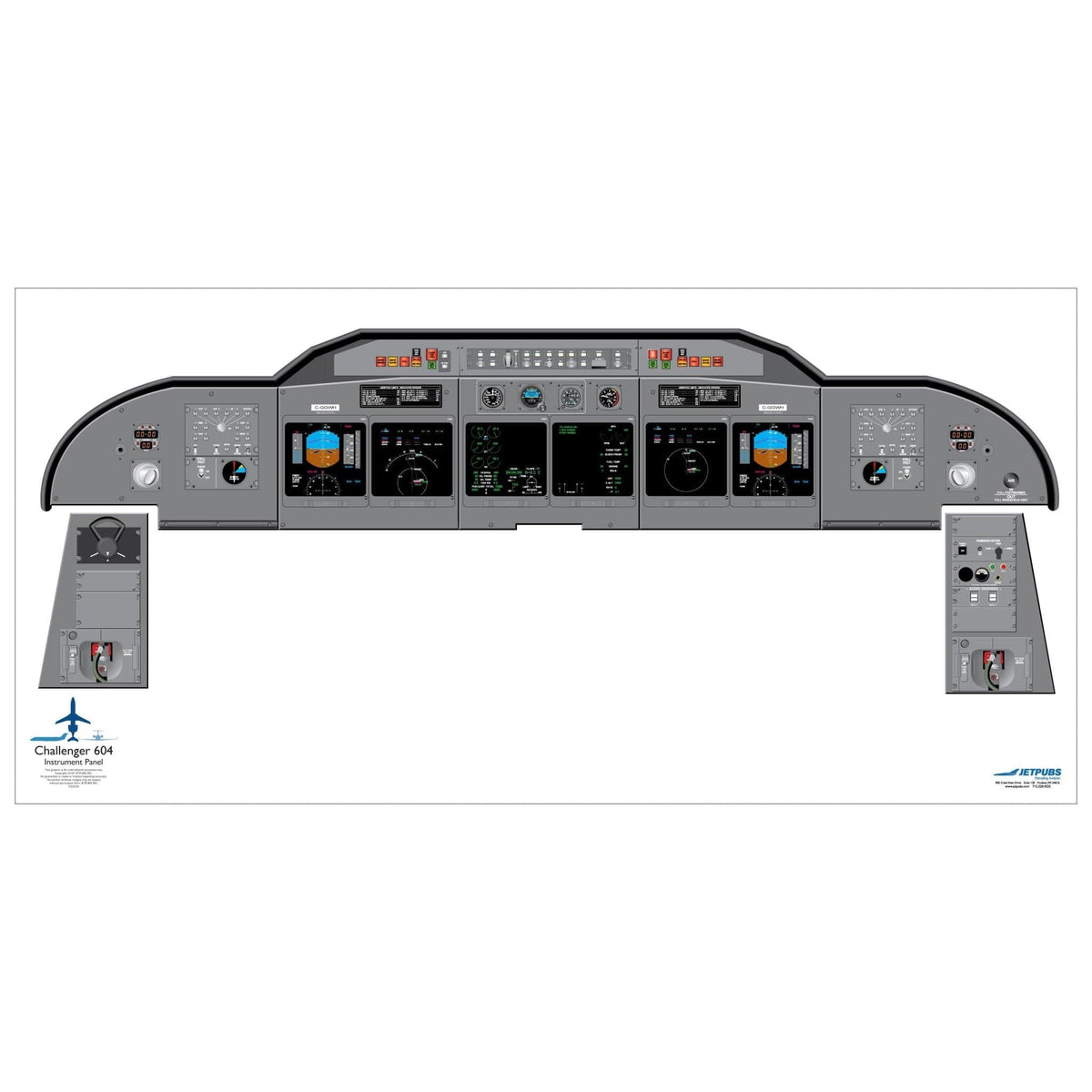 JETPUBS Cockpit Poster Bombardier Challenger 604 Bombardier 18" x 36" Cockpit Posters