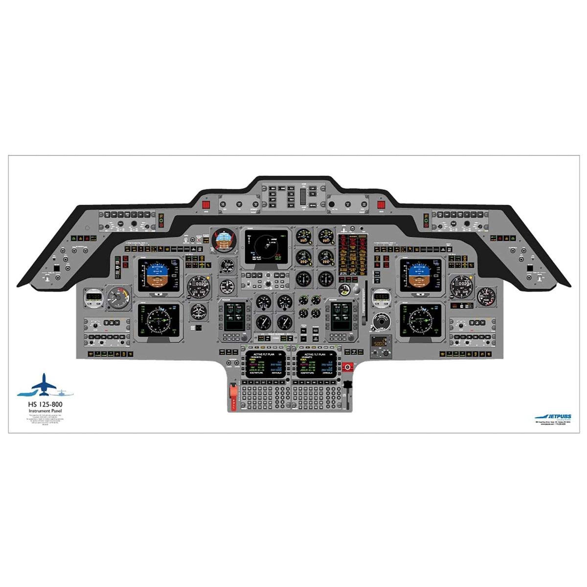 JETPUBS Cockpit Poster British Aerospace HS125-800 British Aerospace 18" x 36" Cockpit Posters
