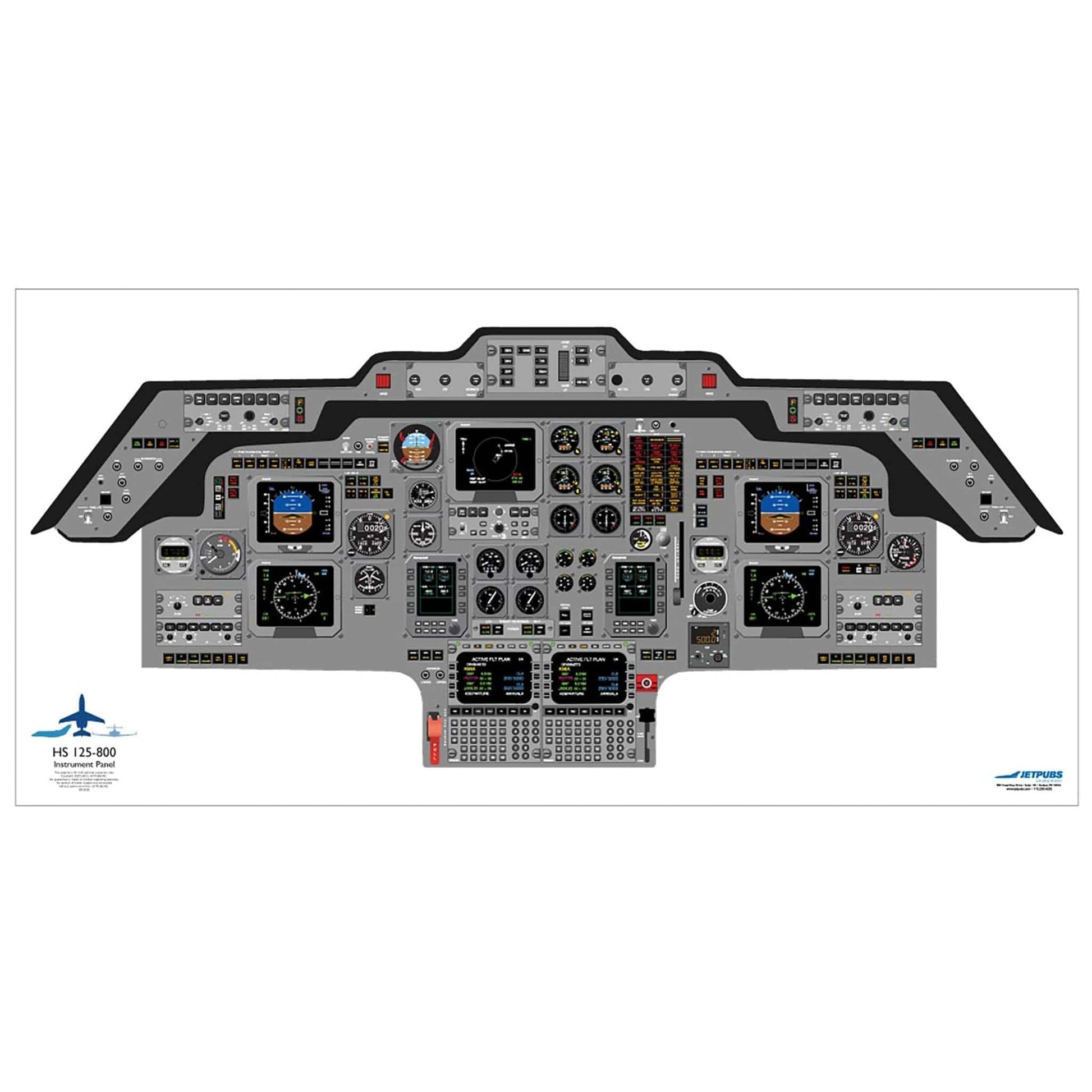 JETPUBS Cockpit Poster British Aerospace HS125-800 British Aerospace 18" x 36" Cockpit Posters