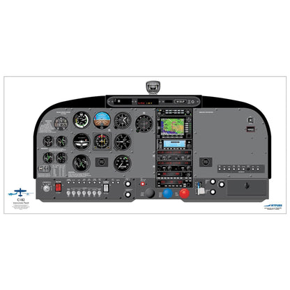 JETPUBS Cockpit Poster Cessna CE182 Steam Cessna 18" x 36" Cockpit Posters