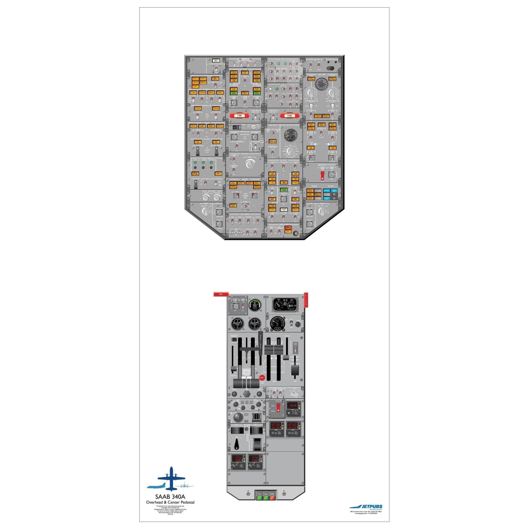 Saab 340 18x36 Cockpit Poster Training Aid | JETPUBS – PilotMall.com