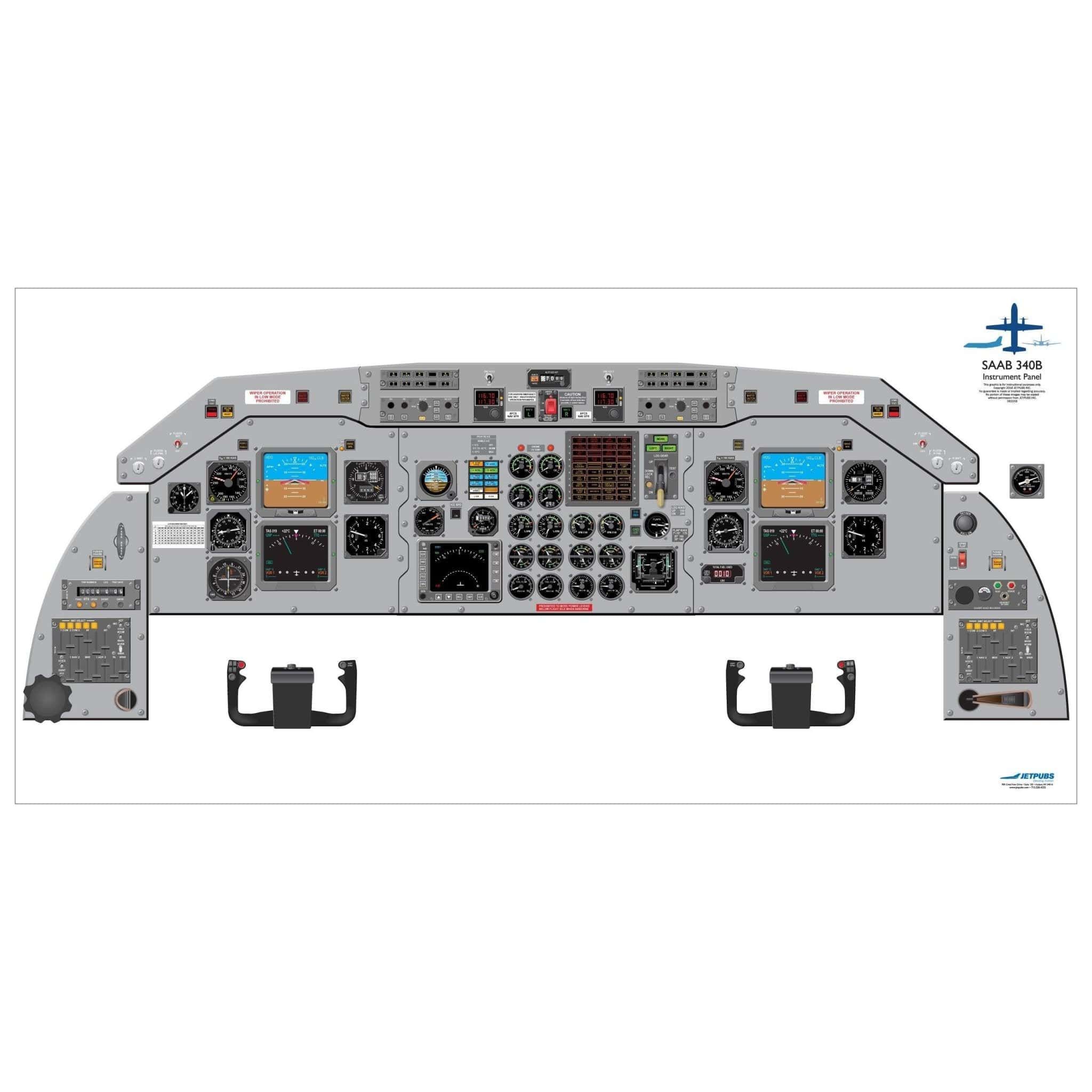 Saab 340 18x36 Cockpit Poster Training Aid | JETPUBS – PilotMall.com