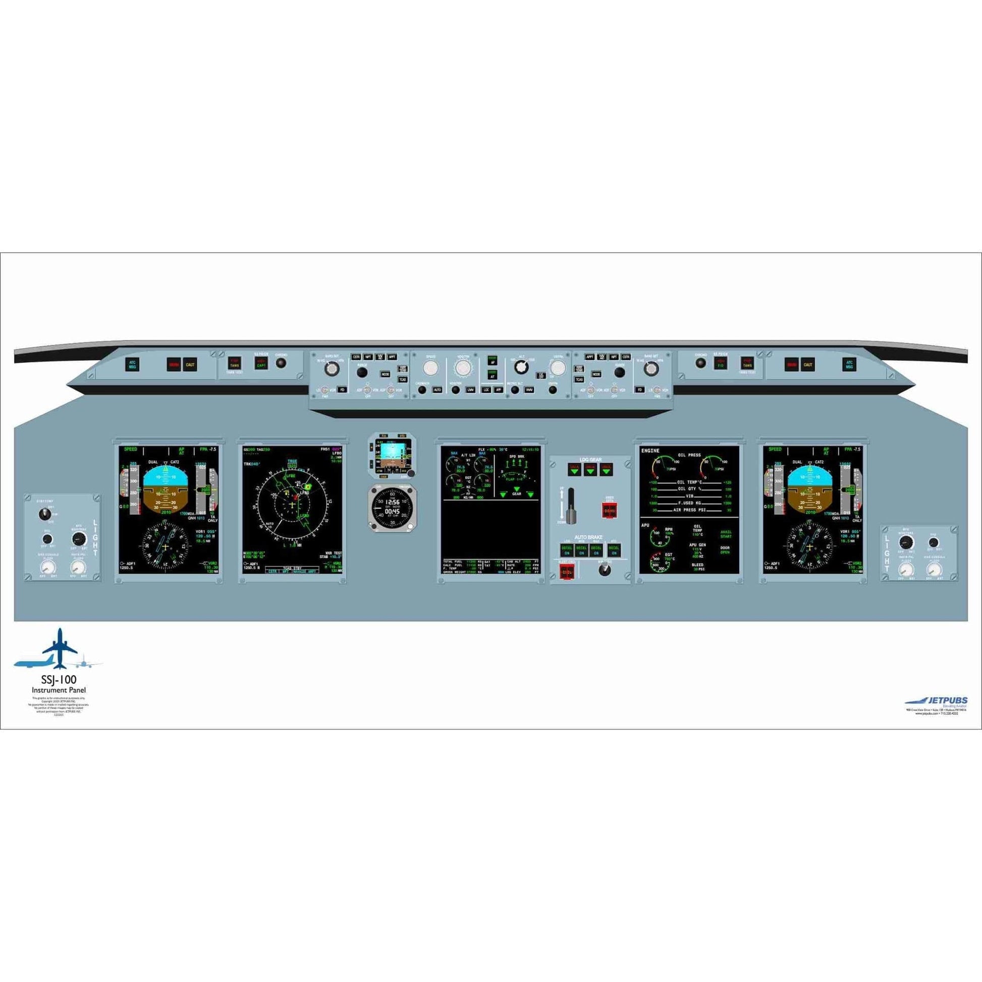 JETPUBS Cockpit Poster Sukhoi SSJ-100 Sukhoi 18" x 36" Cockpit Posters