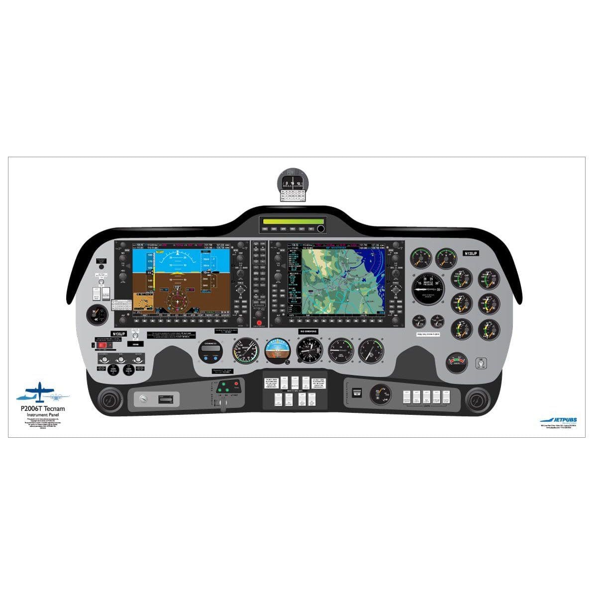 アチムページ Tecnam P2006T 18x36 Cockpit Poster Training Aid | JETPUBS