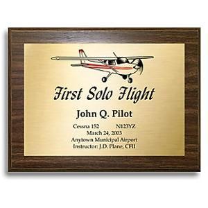 First Solo Commemorative Plaque - PilotMall.com