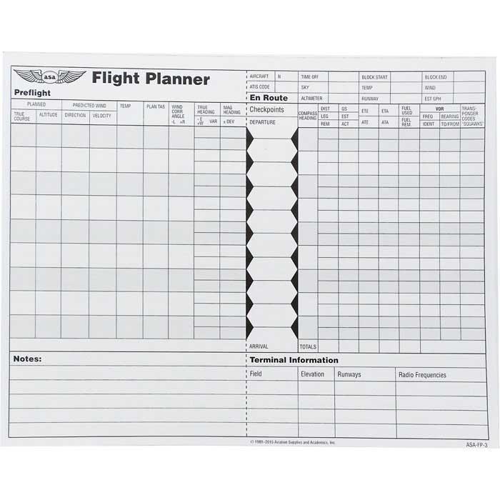 ASA Forms & Checklists ASA Flight Planner Sheets