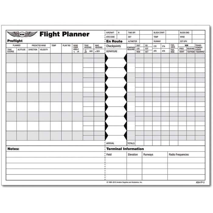 ASA Forms & Checklists ASA Flight Planner Sheets