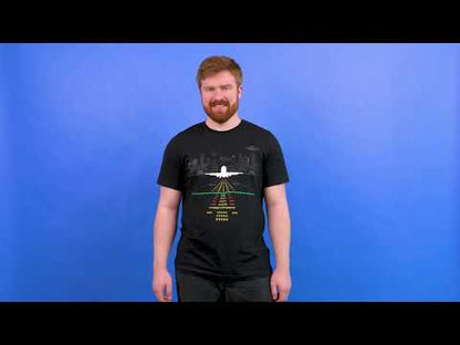City Skyline Reflective Runway Aviation T-Shirt by Aeroplane Apparel Co.