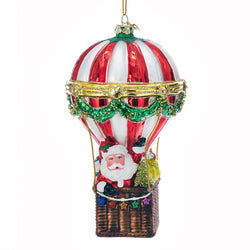 Kurt Adler Noble Gems Santa Hot Air Balloon Glass Ornament