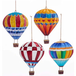 Kurt Adler Tin Hot Air Balloon Ornaments (4 Piece Set)