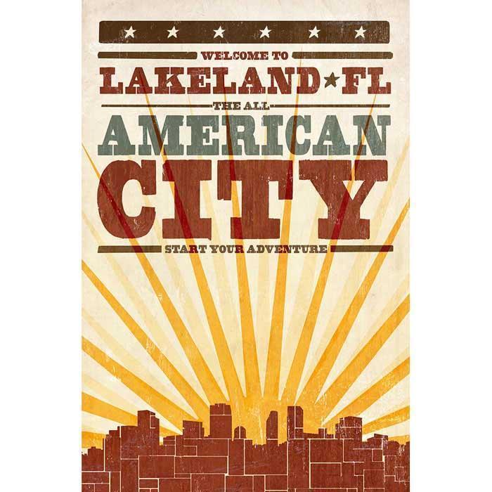 Lakeland - The All American City Wood Sign LIQUIDATION PRICING