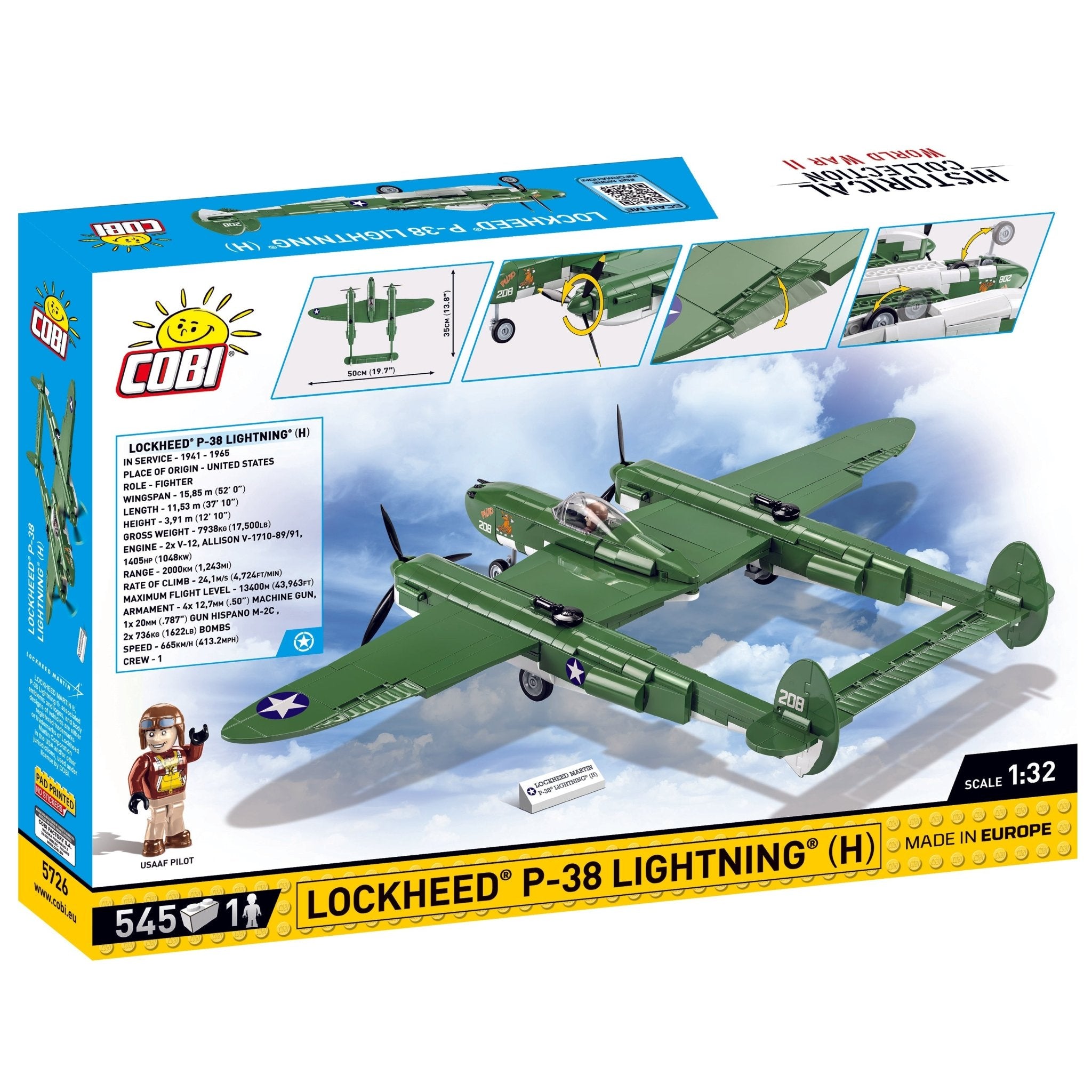 Lockheed P-38 Lightning 545pc Set Cobi Blocks - PilotMall.com