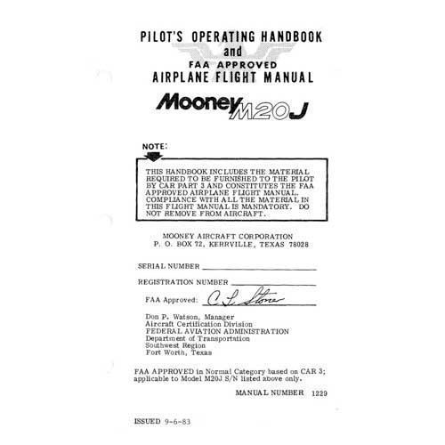 Mooney M20J Pilot's Operating Handbook (part# 1229) - PilotMall.com