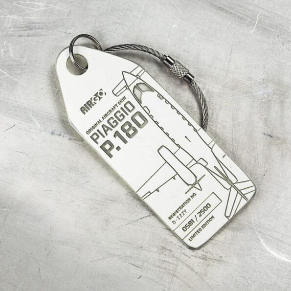 Piaggio P.180 Avanti (D-IZZY) White Aviation Tag Keychain LIQUIDATION PRICING