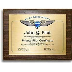 Pilot Achievement Plaque - Faux Walnut