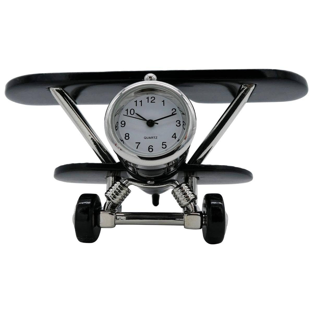 Pilot Toys Black Biplane Desk Clock