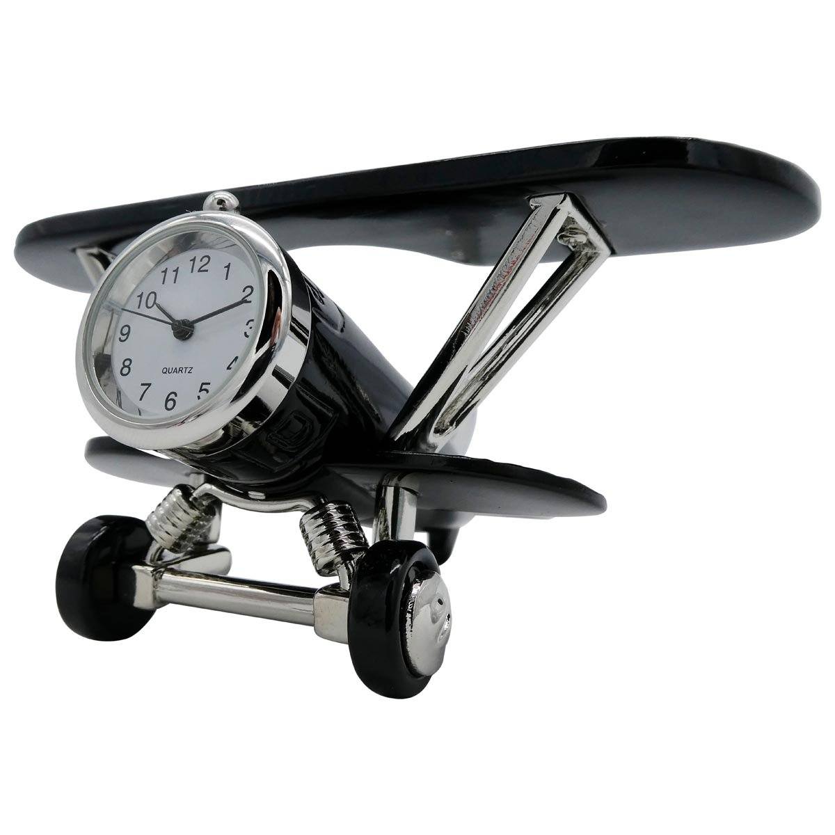 Pilot Toys Black Biplane Desk Clock - PilotMall.com