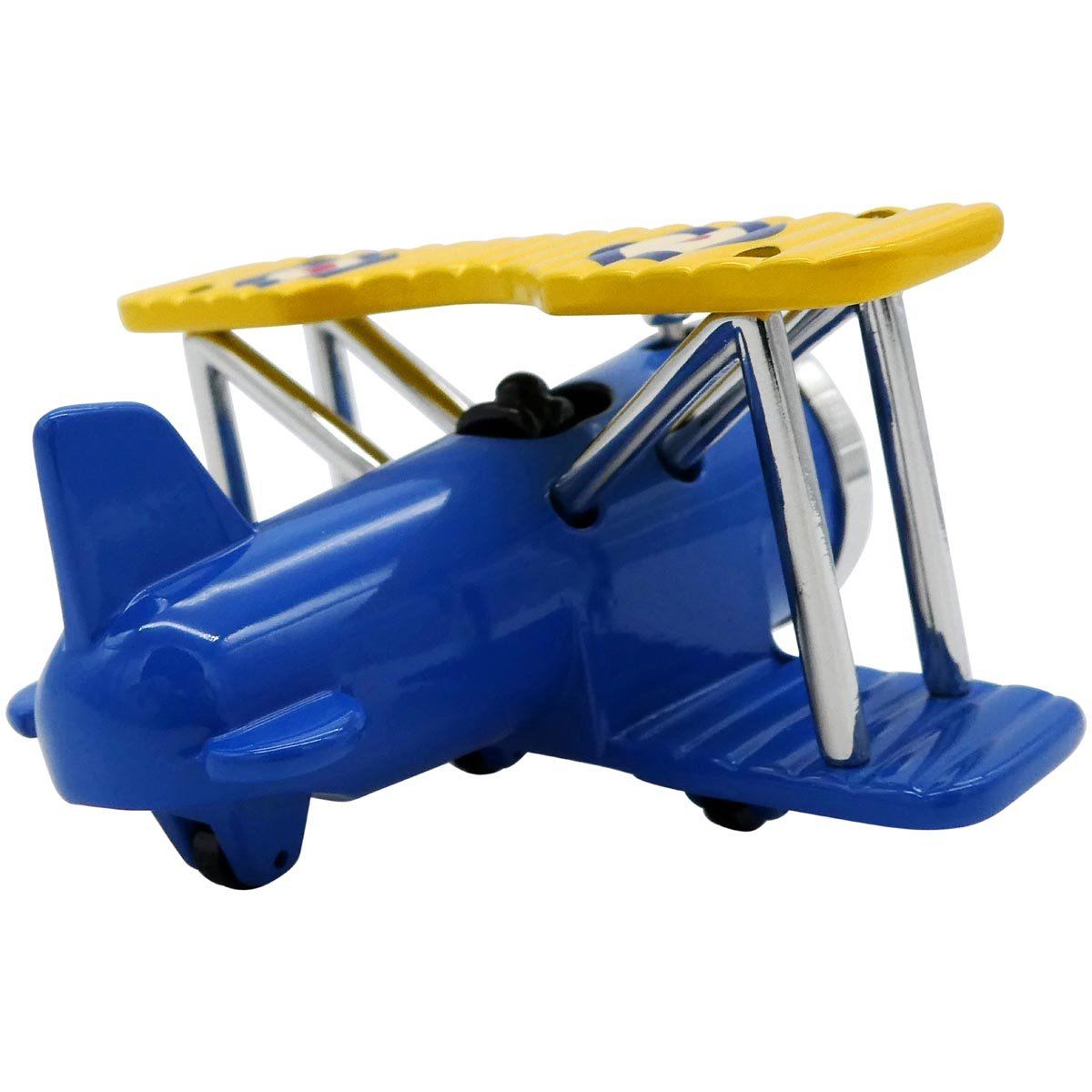 Pilot Toys Blue and Yellow Biplane Desk Clock - PilotMall.com